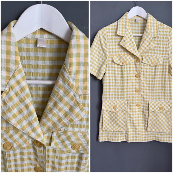 Chemisier 3 Suisses Taille 40 - Viscose Polyester, Carreaux Jaunes, Sans Manches, Très Bon état