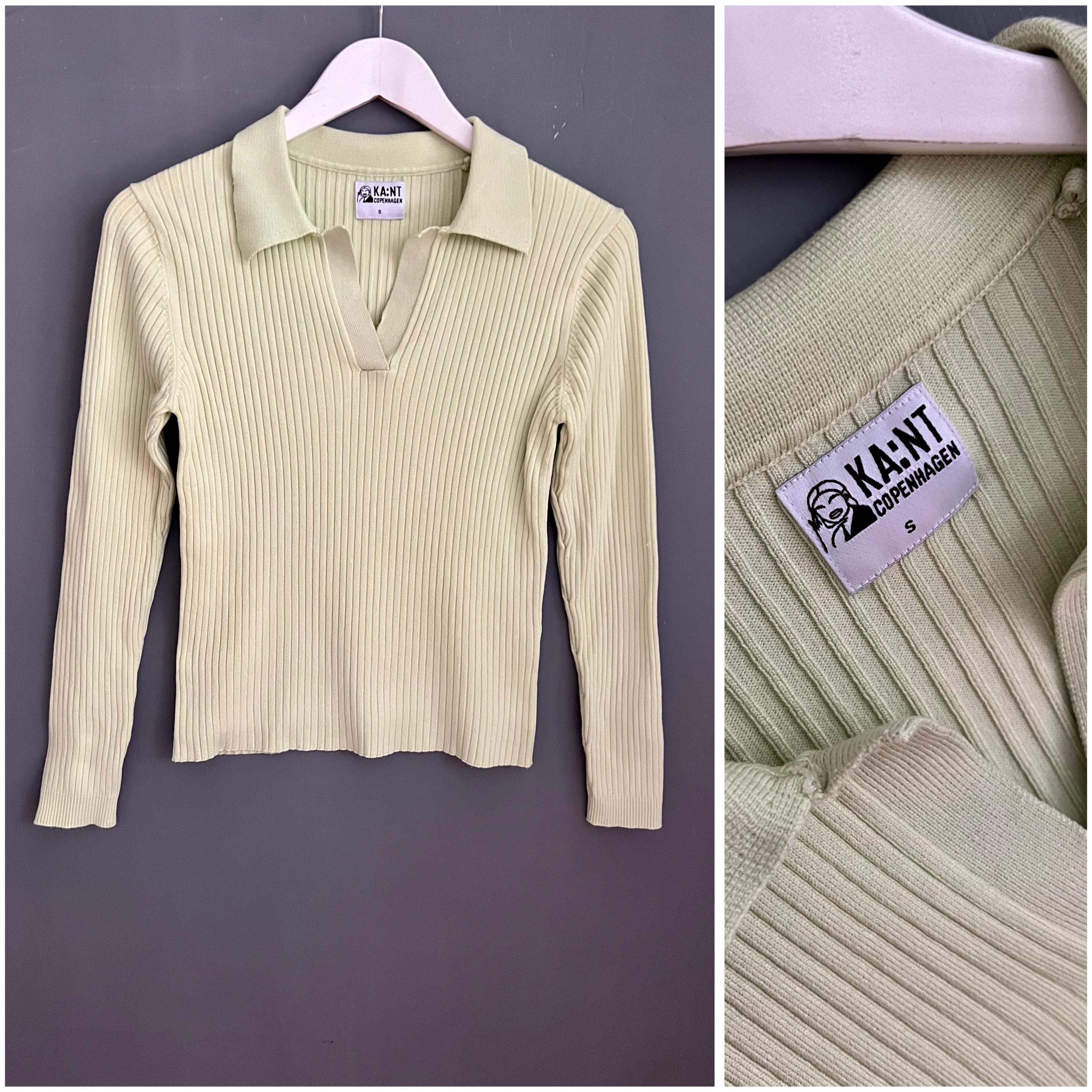 Vtg KA:NT Copenhagen Sweet Polo Sweater Pistachio Viscose Knitted