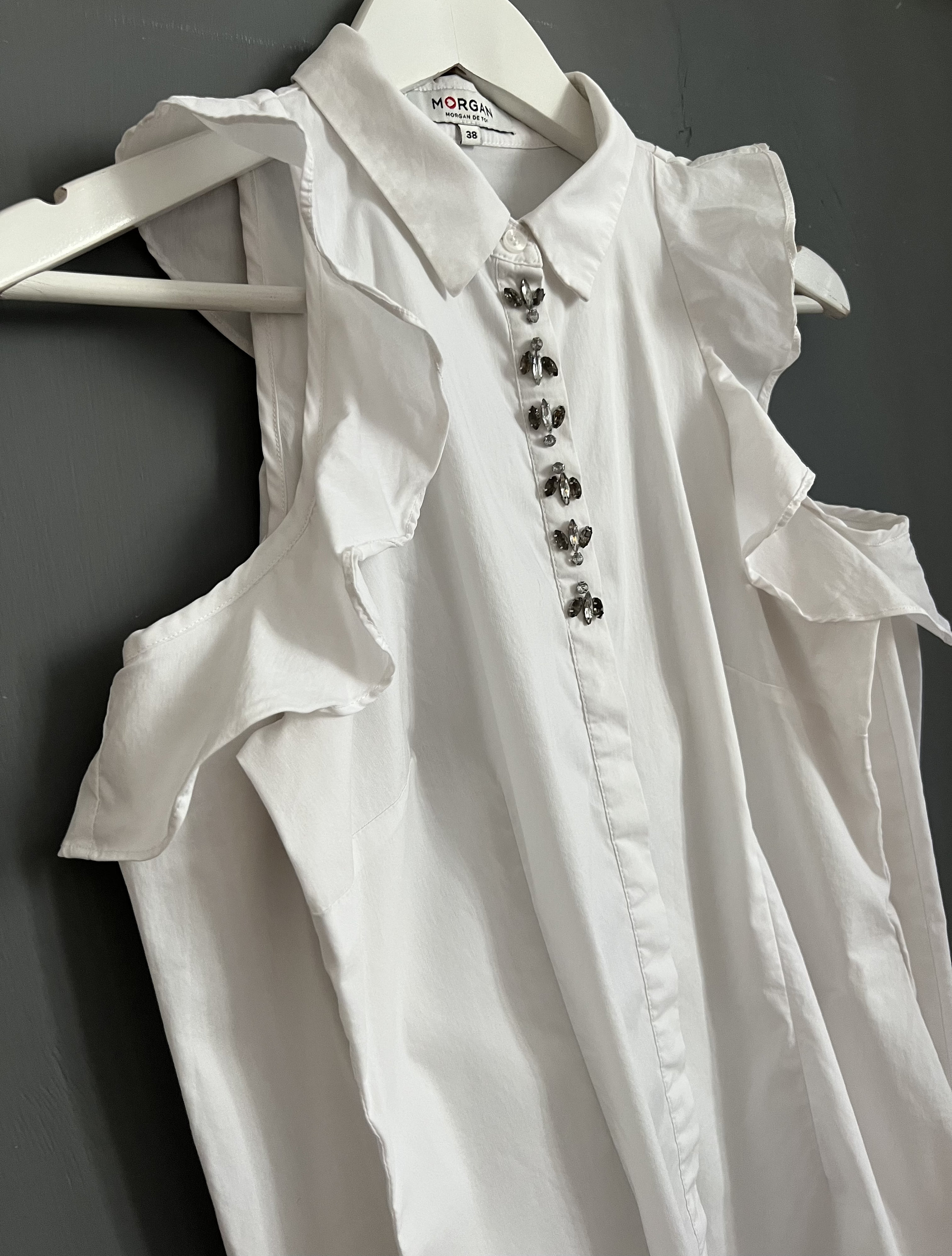 Vtg Y2K Morgan De Toi Cold Shoulders Blouse White Cotton Vtg Y2K Morgan De Toi Cold Shoulders Blouse White Cotton
