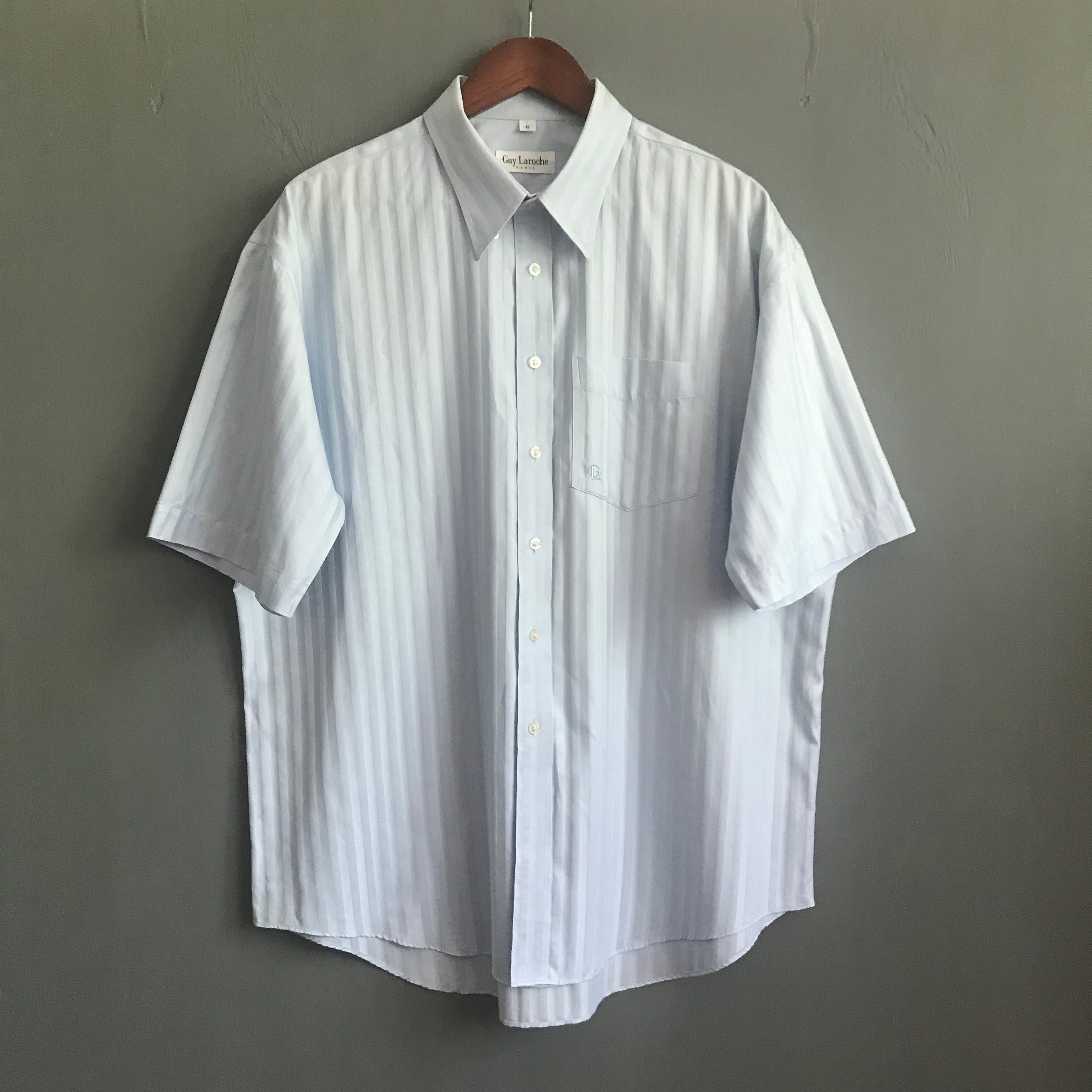 guy laroche dress shirts Guy Laroche Paris Prestige Line Dress Shirt Mens 16 34 Light Blue Floral  Casual