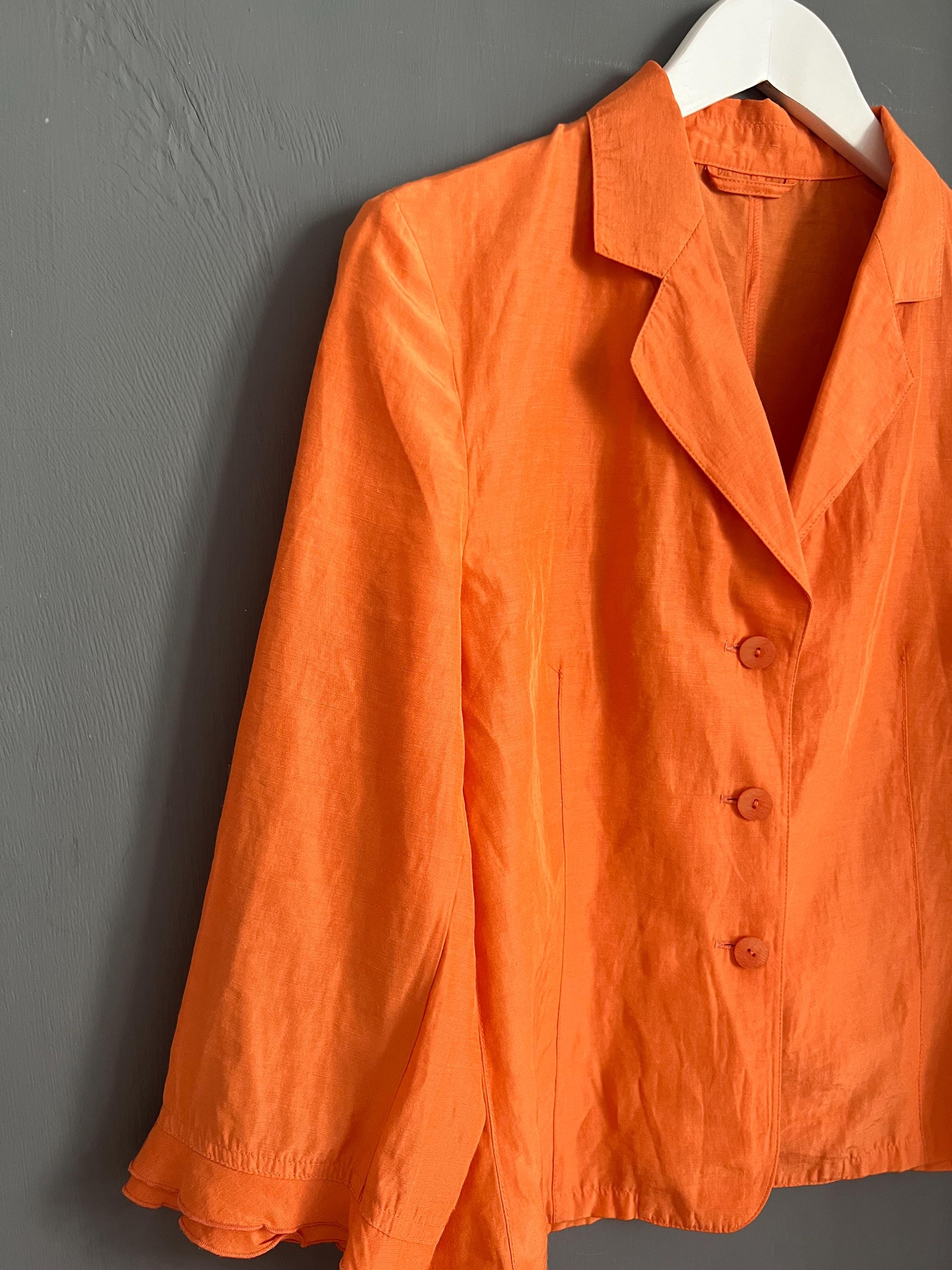 Vtg Tuzzi Linen Blend Vibrant Summer Jacket Orange