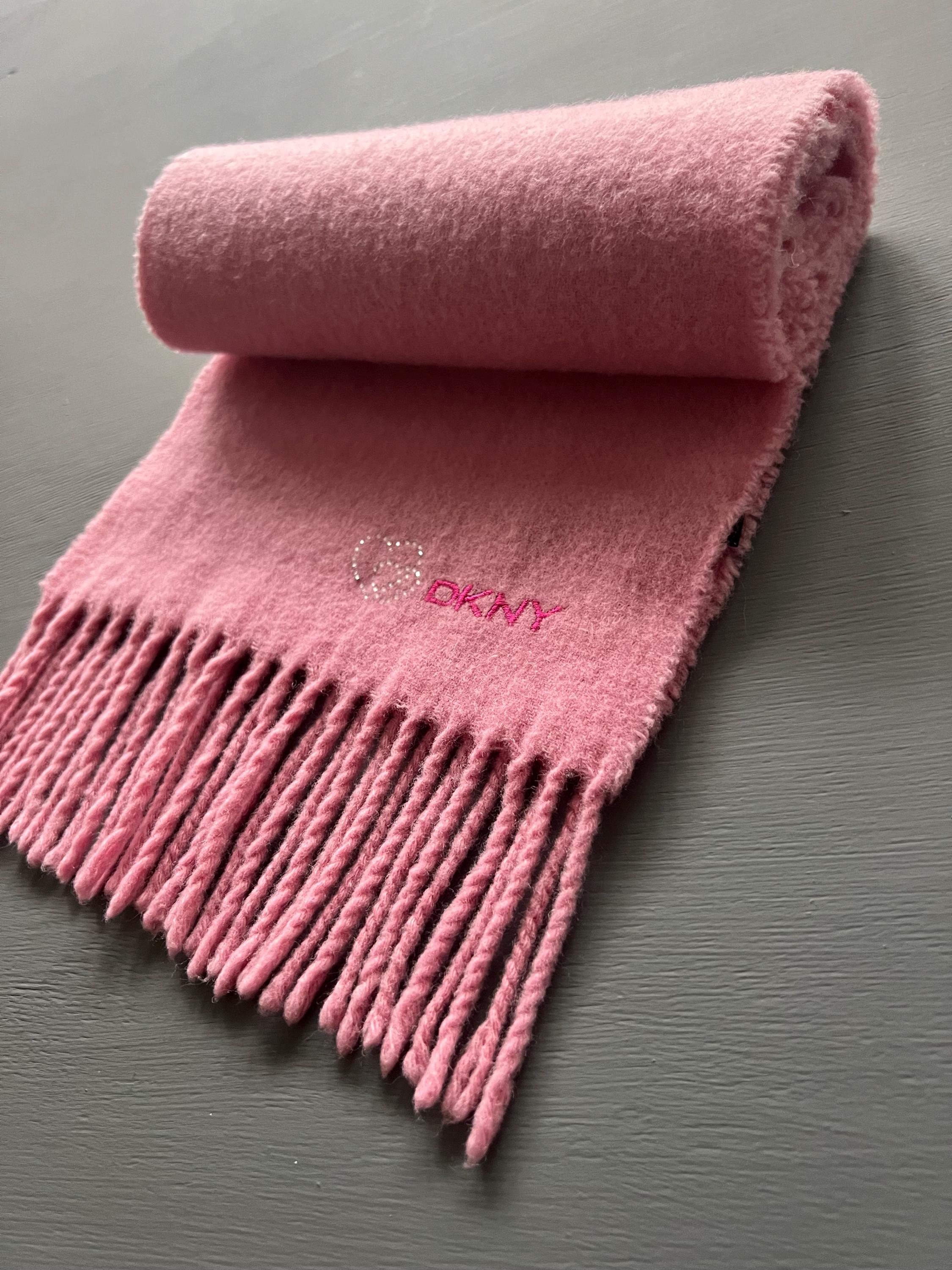 Vintage DKNY Sweet Wool Blend Scarf One Tone Pale Pink Shawl