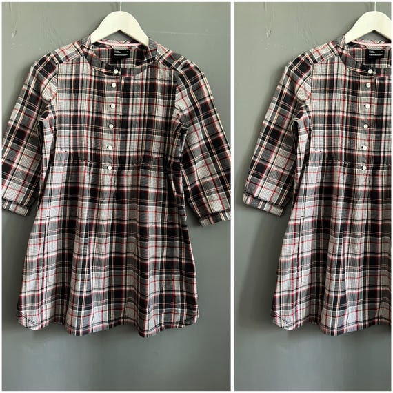 Peak Performance, Vtg Peak Performance Sweet Checkered Blouse Red Black White Cotton Ladies Shirt Crew Neck Half Buttoned Top XS