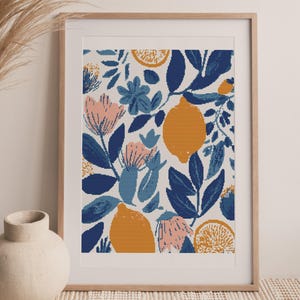 Minimalist woman cross stitch pattern PDF Henri Matisse lady with sun hat cross stitch plant easy counted cross stitch chart pattern summer