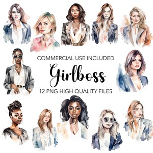 Girlboss Clipart  - 12 High Quality Transparent Background PNGs - Digital Download - Card Making, Mixed Media, Digital Paper Craft