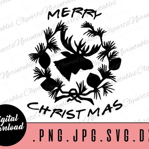 Frohe Weihnachten SVG, Weihnachten Hirsch svg, Weihnachten svg, Hirsch Illustration DXF, Cricut svg, Holy Night svg, Silhouette Schnittdatei