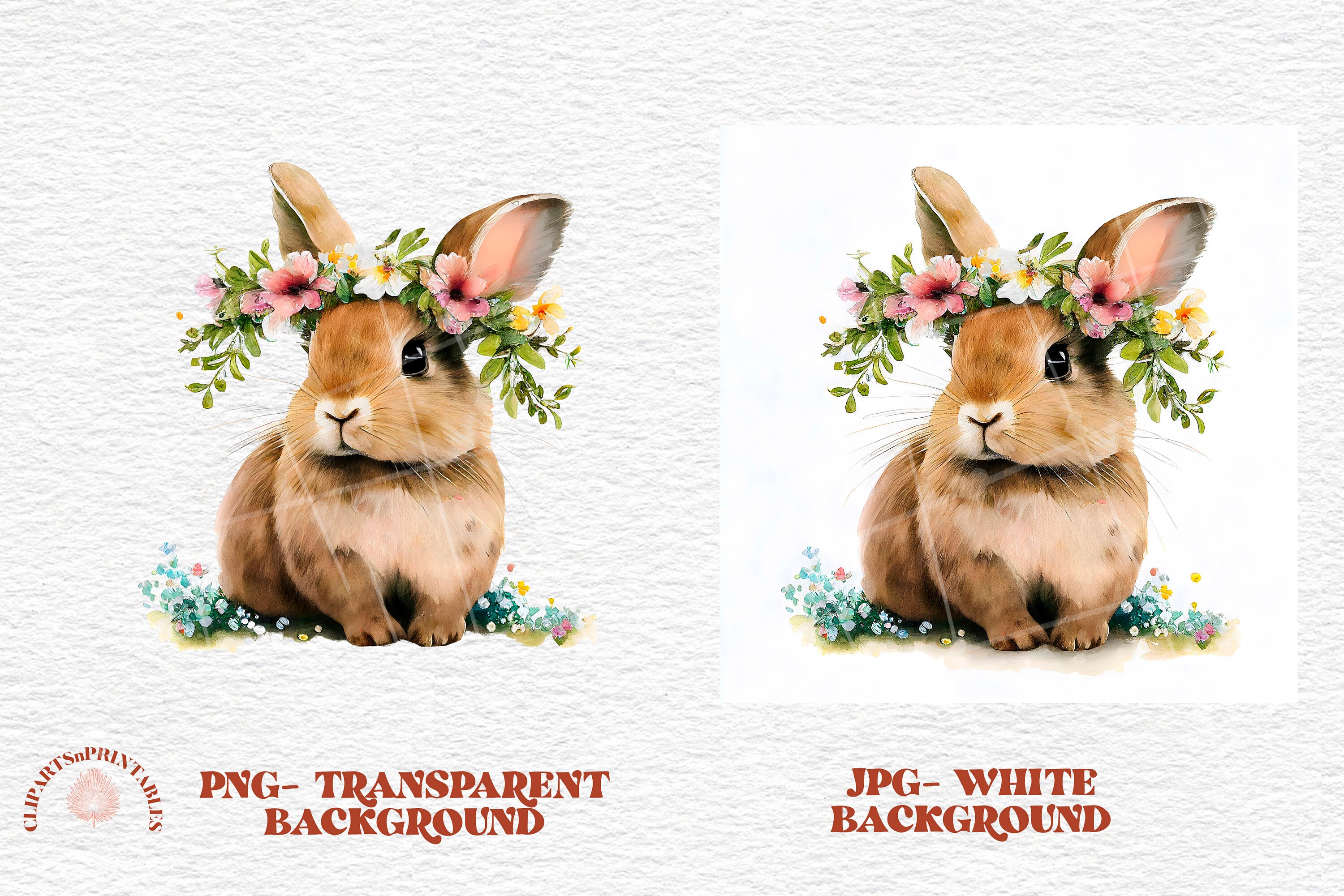 Cute Rabbits Clipart, JPG and PNG Files for Digital Download, Card ...