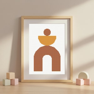 Minimalist Abstract Cross Stitch Pattern PDF Modern Decoration Instant Download Geometric Cross Stitch Chart Punto de Cruz Digital File