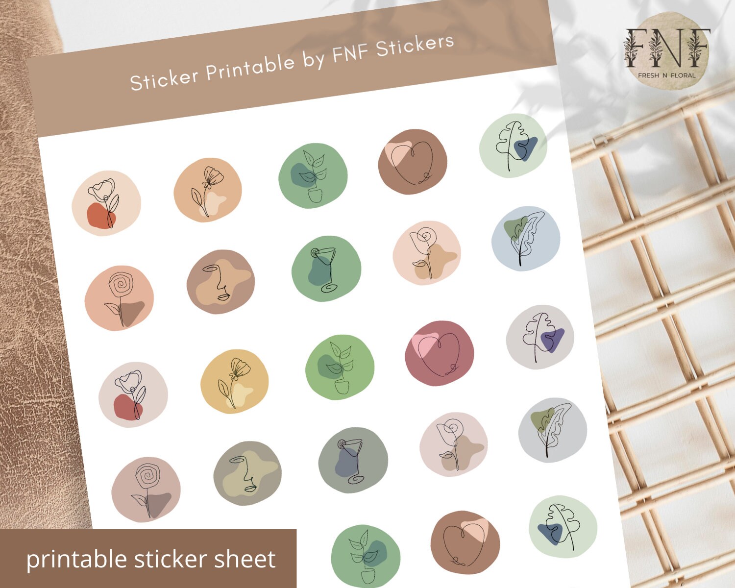 printable abstract sticker set of 3 journal stickers hippie etsy