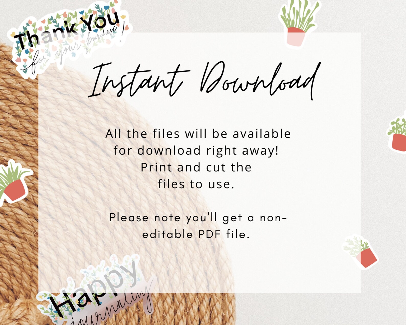 boho stickers with washi tape printable a4 pdf cute journal etsy
