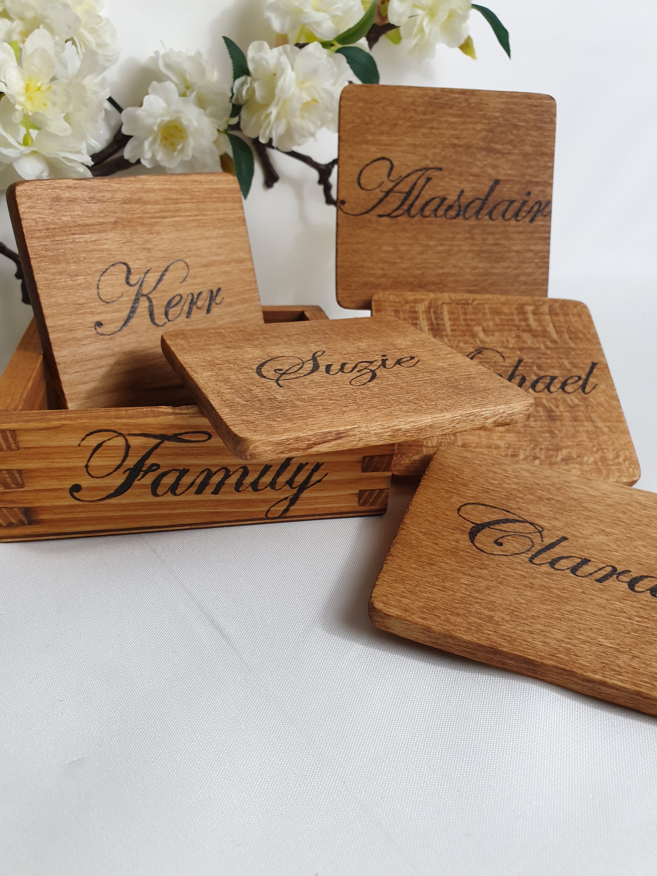 Coasters Set of 5 With Holder Design your own Solid Etsy