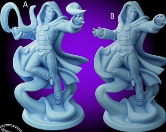L The Blue Wizard • Mage • Sorcerer • Twin Goddess • Miniature • 3D Resin Printed 28-32mm 75MM • Tabletop Fantasy Gaming • D&D