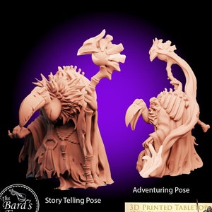 Birdfolk Necormancer Mage • Lost Adventures • Miniature • 3D Resin Printed 28-32mm • Tabletop Fantasy Gaming • D&D • Dungeons and Dragons