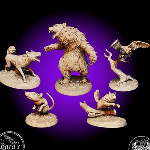 Animal Companions Familiars • Wild Shape • Warborn Rise of the Barbarian • Miniature •3D Resin Printed 28-32mm •Tabletop Fantasy Gaming •D&D