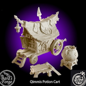 Qimms Potion Cart • Cast N Play • 3D Resin Printed Miniature • Terrain • Tabletop Fantasy Gaming • D&D • Dungeons and Dragons