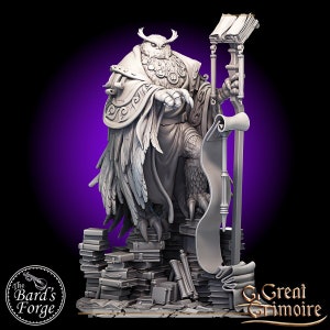 The Owl Archivist • Great Grimoire • Miniature Resin • 3D Printed • 28-32mm • Fantasy Tabletop Gaming •D&D •Dungeons and Dragons