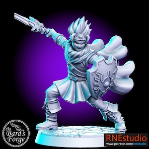 Shin Paladin Warrior • RPG japonais classique • RN Estudio • Résine imprimée en 3D 28-32 mm • Miniature fantastique sur table • Jeux vidéo • D&D • Donjons et dragons