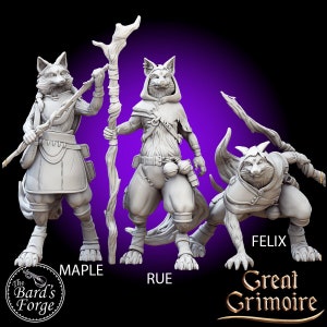 Fox Tribe Warriors • Great Grimoire • Miniature • 3D Resin Printed 28-32mm • Tabletop Fantasy Gaming • D&D • Dungeons and Dragons