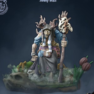 Swamp Witch Seer Hag • Baba Yaga • Cast N Play • 3D Resin Printed Miniature • Tabletop Fantasy Gaming • D&D • Dungeons and Dragons