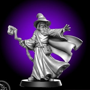 Amlund Maegon Wizard Mage Sorcerer • RN Estudio • 3D Resin Printed 28-32mm • 75mm • Tabletop Fantasy Miniature • Gaming • D&D • Pathfinder