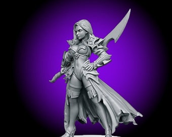 Dalila Swords Woman • RN Estudio • 3D Resin Printed 28-32mm • 75mm • Tabletop Fantasy Miniature • Gaming • D&D • Pathfinder