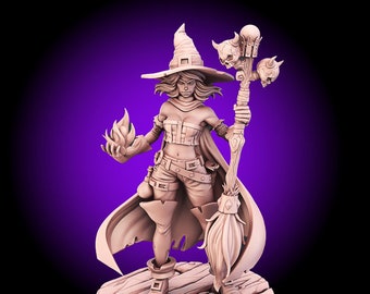Carnival Witch Female Mini 3D Resin Printed 28-32mm Tabletop Fantasy Gaming D&D Pathfinder Frostgrave  Starfinder STL Miniatures