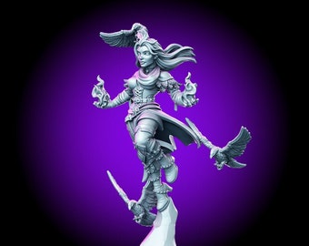 Genevieve • Female Druid • RN Estudio • 3D Resin Printed 28-32mm • 75mm • Tabletop Fantasy Miniature • Gaming • D&D