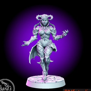 Levedith Tiefling Sorcerer Warlock • Classic JRPG • RN Estudio • 3D Resin Printed 28-32mm • 75mm • Tabletop Fantasy Miniature • Gaming • D&D