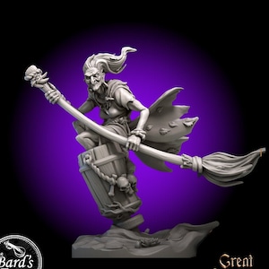 Baba Yaga Swamp Witch Miniature 3D Resin Printed 28-32mm Tabletop Dark Fantasy Gaming D&D Pathfinder Frostgrave Great Grimoire