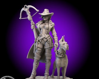 Dana The Huntress Witcher Miniature 3D Resin Printed 28-32mm Tabletop Dark Fantasy Gaming D&D Pathfinder Frostgrave Great Grimoire