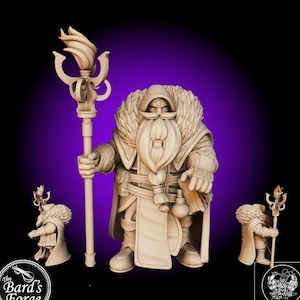 Dwarf Wizard Mage Sorcerer Miniature 3D Resin Printed 28-32mm Tabletop Fantasy Gaming D&D Pathfinder Frostgrave  Kingdom of Tiradom