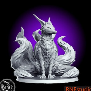 Tsune 9 Tails Fox Kitsune • RN Estudio • Miniature • 3D Resin Printed 28-32mm •Tabletop Fantasy Gaming • D&D
