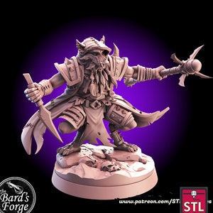 Werewolf Shaman Lycanthrope 3D Resin Printed Miniature 28-32mm Tabletop Fantasy Gaming D&D Pathfinder Frostgrave STL Miniatures