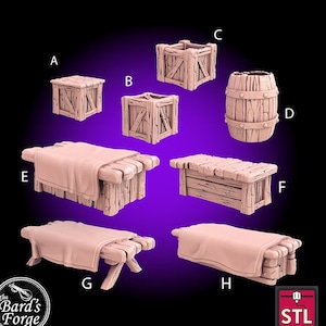 Village Blacksmith Merchant Props 3D Resin Printed 28-32mm Tabletop Fantasy Gaming D&D Pathfinder Frostgrave   STL Miniatures