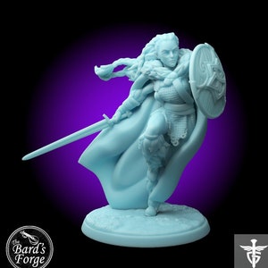 Shieldmaid Female Paladin Warrior Miniature 3D Resin Printed 28-32mm Tabletop Fantasy Gaming D&D Pathfinder  Twin Goddess
