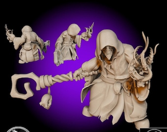 Gnome Warlock Mage Spellcaster 3D Resin Printed 28-32mm Tabletop Fantasy Gaming D&D Pathfinder Frostgrave  Kingdom of Tiradom