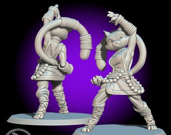 Monk Cat • Tabaxi • Catfolk • KAW • Miniature • 3D Resin Printed 28-32mm • Tabletop Fantasy Gaming • D&D • Pathfinder