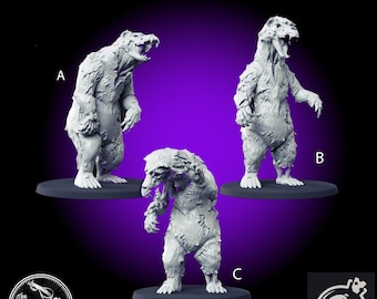 Undead Bears 3D Resin Printed Miniature Tabletop Fantasy Gaming D&D Pathfinder Dark Fantasy Frostgrave Mordhiem Cast N Play