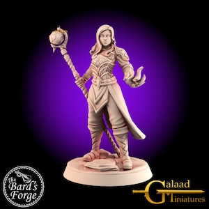 Battle Mage • Female Sorceress • Witch • Galaad Miniatures • Into The Woods • Mini 3D Resin Printed 28-32mm • Tabletop Fantasy Gaming • D&D