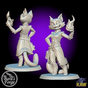 Sorceress Catfolk • Sorcerer • Tabaxi• Cat • KAW • Miniature • 3D Resin Printed 28-32mm • Tabletop Fantasy Gaming • D&D • Pathfinder