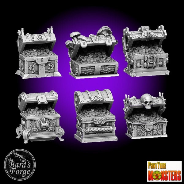 Treasure Open Chest Miniature 3D Resin Printed 28-32mm Tabletop Fantasy Gaming D&D Pathfinder Frostgrave LOTR   Print Your Monster