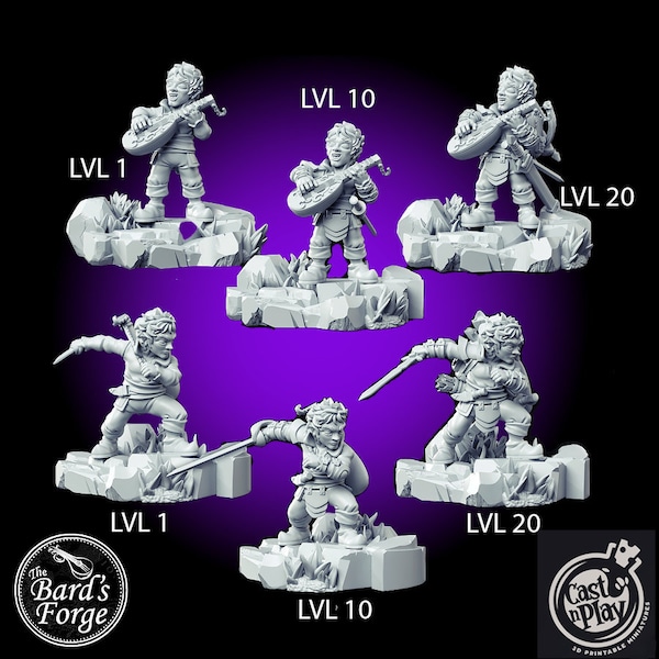 Welbyn Halfling Bard 3D Resin Printed Miniature Tabletop Fantasy Gaming D&D Pathfinder Dark Fantasy  Frostgrave Mordhiem Cast N Play