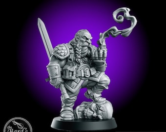 Garaldir nain sorceleur • RN Estudio • Résine imprimée en 3D 28-32 mm • Miniature fantastique sur table • Jeux • D&D Dungeons and Dragons