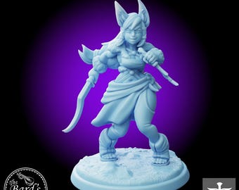 Fox Girl Warrior • Fighter •Twin Goddess • Miniature • 3D Resin Printed 28-32mm 75MM • Tabletop Fantasy Gaming • D&D