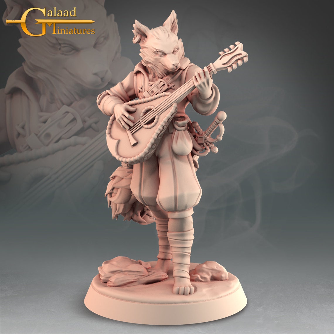 Kitsune Bard Hero Warrior Galaad Miniatures Into The Etsy