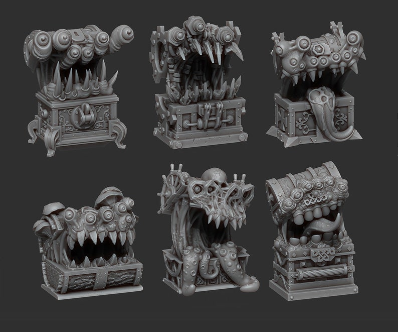 Mimic Treasure Chest Miniature 3D Resin Printed 28-32mm Tabletop Fantasy Gaming D&D Pathfinder Frostgrave LOTR Print Your Monsters image 2