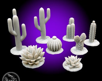 Cactus Plant 8 pc Resin set 28-32mm Scatter Desert Terrain,Gaming,Dungeons and Dragons, D&D, Dark Fantasy,Pathfinder,Frostgrave,Dark Fantasy