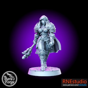 Guerrière Paladin miniature Caliope imprimée en résine 3D 28-32 mm sur table Fantasy Gaming D&D RN Estudio