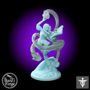 Ellie The Genasi Water Mage • Twin Goddess • Miniature 3D Resin Printed 28-32mm • Tabletop Fantasy Gaming • D&D • Dungeons and Dragons