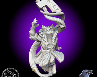 Persian Cleric Female Catfolk • Tabaxi • Cat • KAW • Miniature • 3D Resin Printed 28-32mm • Tabletop Fantasy Gaming • D&D • Pathfinder